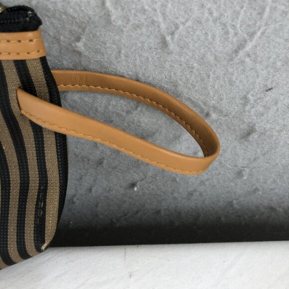 Vintage Fendi Roma Italy 1925 Striped Cosmetic Clutch Bag Leather Trim - Picture 15 of 16